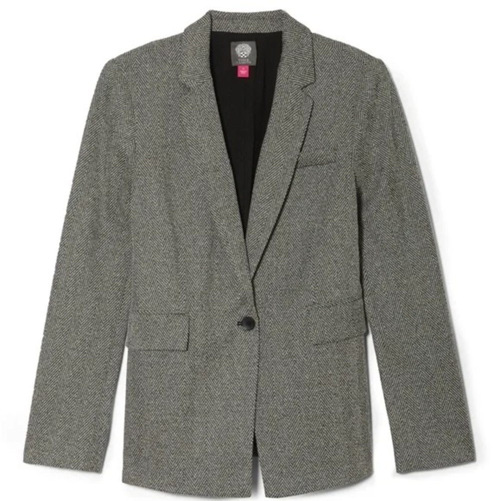 Vince Camuto Herringbone Blazer in Black and White